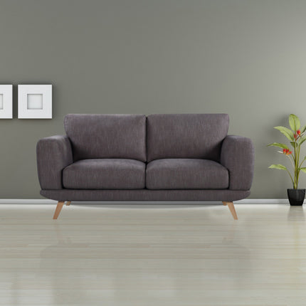 2 Seater Sofa Brown Fabric Lounge Set for Living Room Couch with Solid Wooden Frame