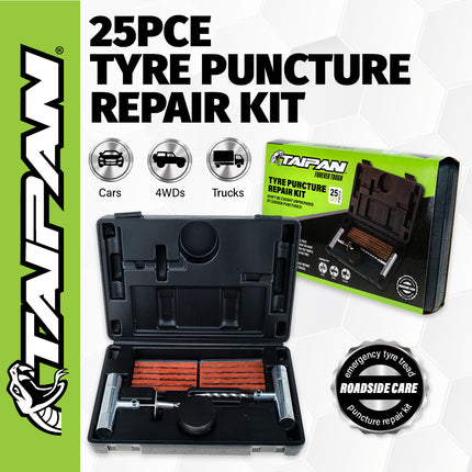 Taipan 25PCE Tyre Puncture Repair Kit With Storage Case Professional Design