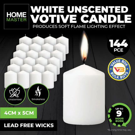 Home Master 144PCE Votive Candles White Home Décor Party Wedding 5cm