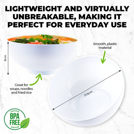 Home Master 48PCE Melamine Laksa Bowls Durable Chip Scratch Resistant 17.5cm