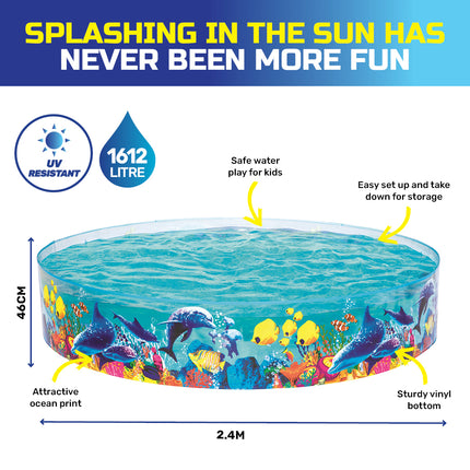 Bestway 2.4m x 46cm Kids Above Ground Pool Ocean Life Design 1612 Litre