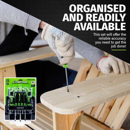 Taipan 20PCE Screwdriver Set With Stand Magnetic Tips Chrome Plated